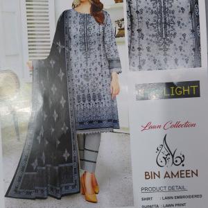 3-Piece Lawn Suit with Dupatta – Front Embroidery & Back Printed Design | Premium Fabric | 1012