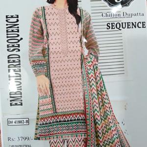 3-Piece Lawn Suit with Dupatta – Front Embroidery & Back Printed Design | Premium Fabric | 1027