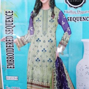 3-Piece Lawn Suit with Dupatta – Front Embroidery & Back Printed Design | Premium Fabric | 1024