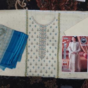 3-Piece Lawn Suit with Dupatta – Front Embroidery & Back Printed Design | Premium Fabric | 1020