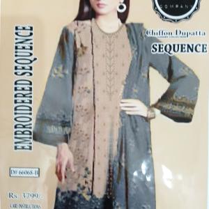 3-Piece Lawn Suit with Dupatta – Front Embroidery & Back Printed Design | Premium Fabric | 1026