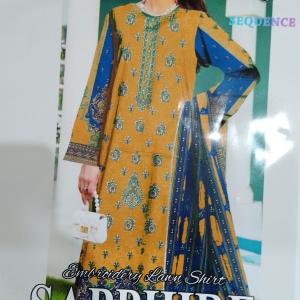 3-Piece Lawn Suit with Dupatta – Front Embroidery & Back Printed Design | Premium Fabric | 1053