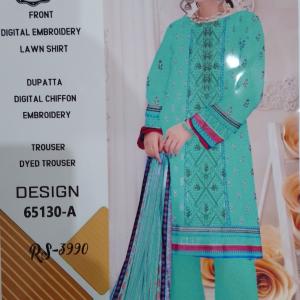 3-Piece Lawn Suit with Dupatta – Front Embroidery & Back Printed Design | Premium Fabric | 1050