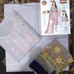 3-Piece Lawn Suit with Dupatta – Front Embroidery & Back Printed Design | Premium Fabric | 1049